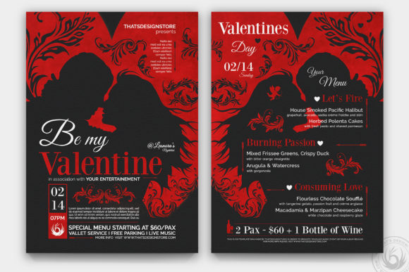 Download Valentines Day Flyer + Menu Bundle - Flyer Collection